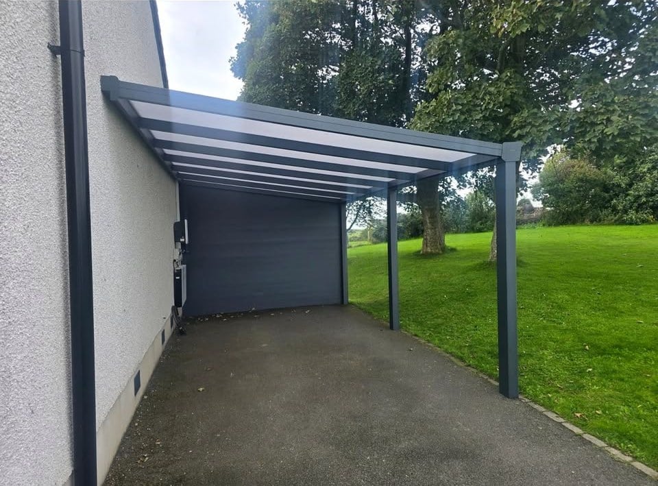 Slate grey carport with an opal roof in Portaferry, Co. Down